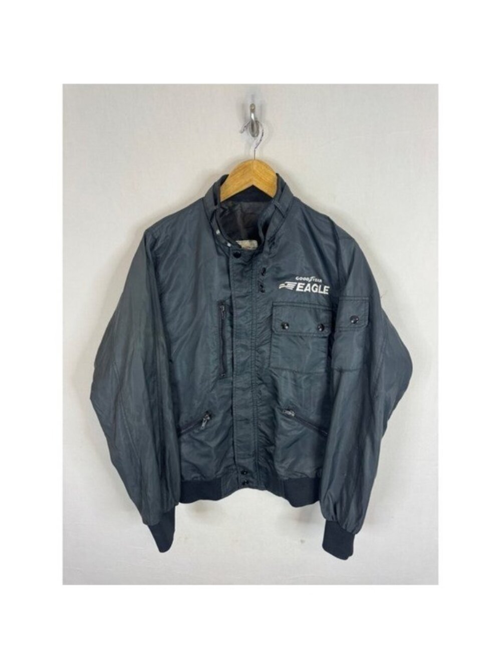 Vintage Goodyear Eagle Racing Jacket Avon Sportswear Black Nylon Bomber Mens M